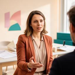 Automationspezialistin Kuti Vone bei einer Prozessbesprechung
